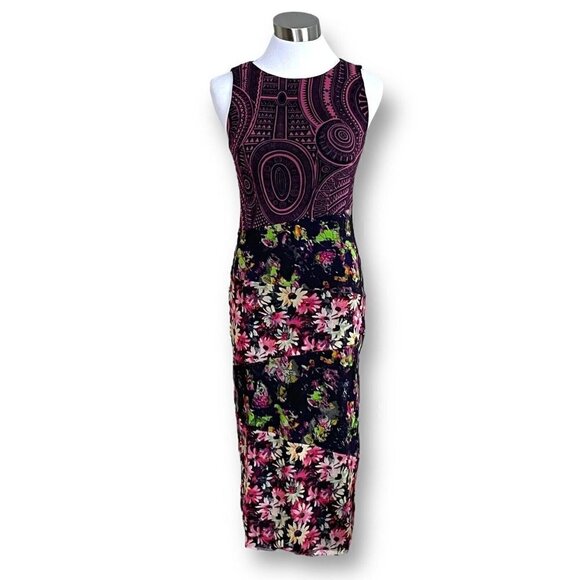 Jean Paul Gaultier Soleil for FUZZI Floral Mesh Sheath Dress Vintage 90s Y2K - Picture 2 of 12